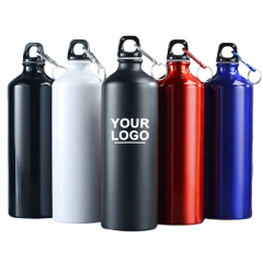 Factory Aluminium Water Bottle with Custom Logo 500ml 600ml Water Bottle Vacuum Thermos for Sport with Climbing Buckle