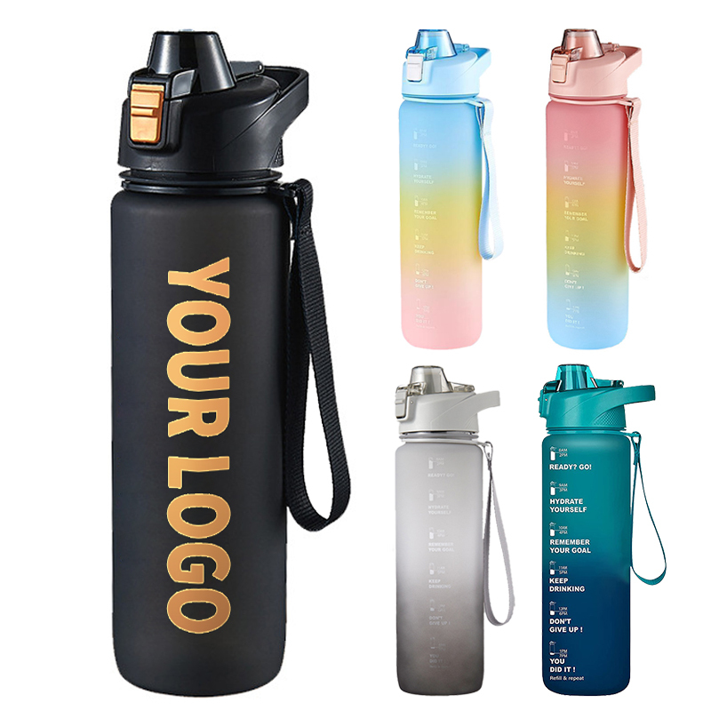 Custom Logo 32 Oz Sports Gym Water Bottle Large Capacity Plastic Cup Rope Portable Space Cup Hot Sale Outdoor Travel Bottle