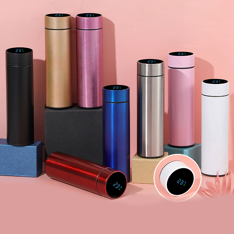 Wholesale Custom 16oz 17oz Smart Thermos with Temperature Water Bottle with Printing Logo Custom Packaging Business Gift Box