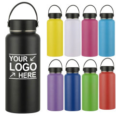 Custom Logo Stainless Steel Sports Water Bottle  Wholesale Large Capacity Wide Mouth Insulated Cup Portable Outdoor Water Cup