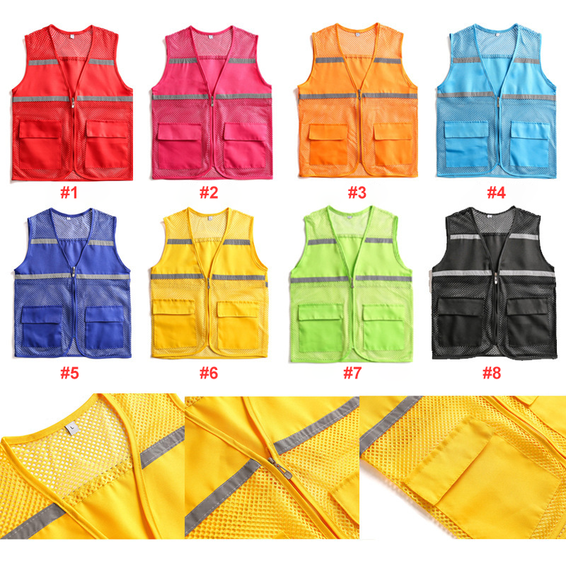 Wholesale Custom Reflective Vest with logo Construction Engineering Traffic Safety Work Clothes Men's Vest with Custom logo