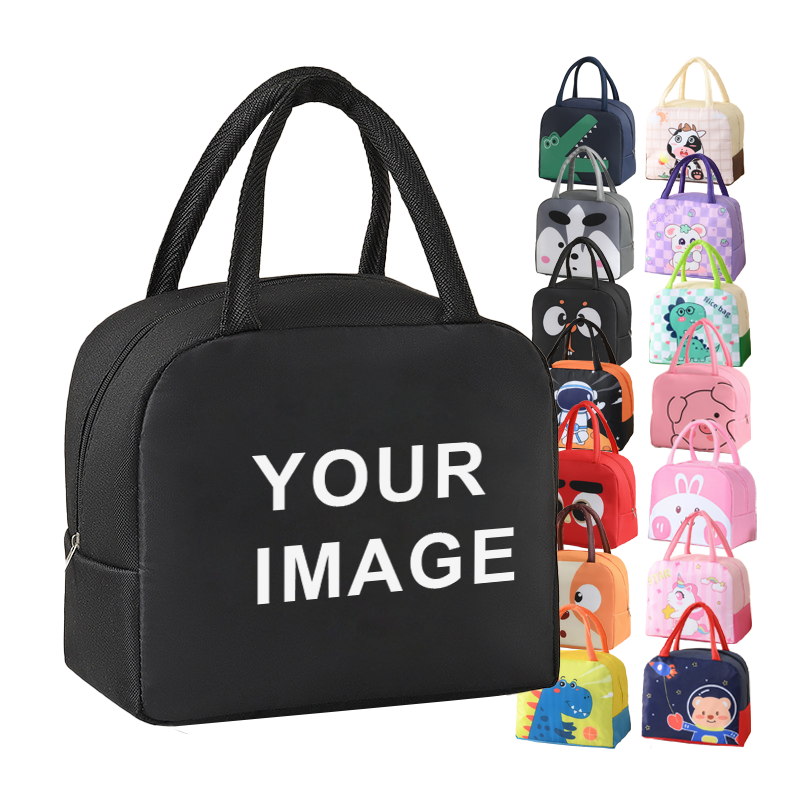 Promotional Customized LOGO Cute Cartoon Lunch Bag Portable Oxford Thickened Thermal Insulation Picnic Bag Rice Bag Office