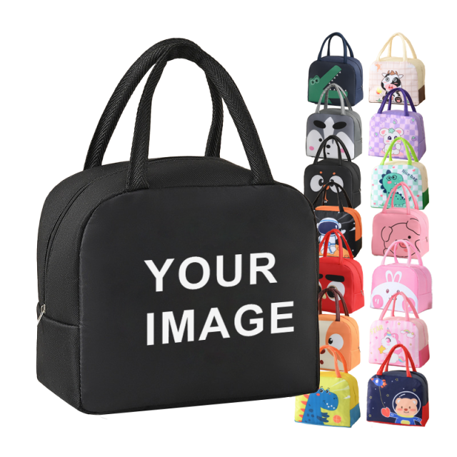 Promotional Customized LOGO Cute Cartoon Lunch Bag Portable Oxford Thickened Thermal Insulation Picnic Bag Rice Bag Office