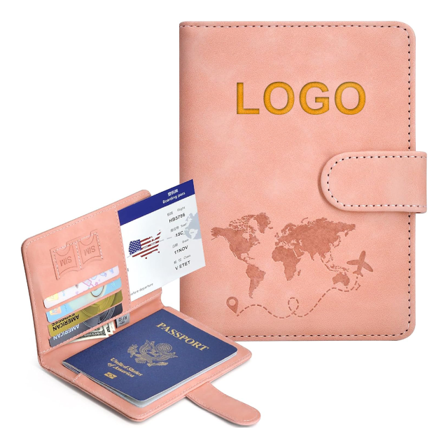 Promotional Business Gift Magnetic Buckle Card Holder Custom Passport Holder Portable Waterproof PU Leather Passport Wallet