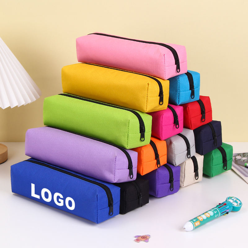 Custom Oxford Cloth Zipper Pencil Bag With Logo Wholesale Portable Stationery Storage Bag Pen Pouch Case for Promotional Gift