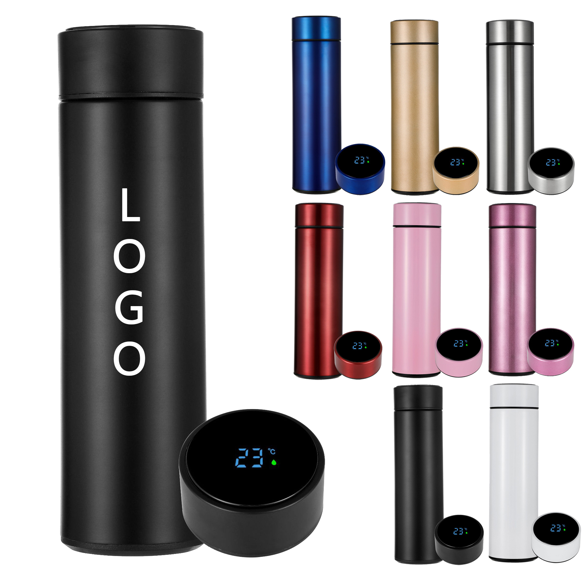 Wholesale Custom 16oz 17oz Smart Thermos with Temperature Water Bottle with Printing Logo Custom Packaging Business Gift Box