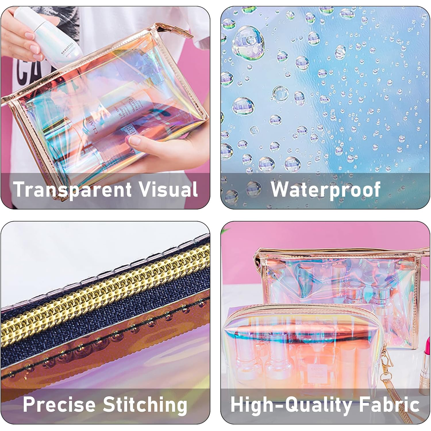 Promotional Transparent Cosmetic Bags Personalized Toiletry Bags for Women Outdoor Waterproof Cosmetic Travel Bag with logo