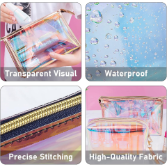 Promotional Transparent Cosmetic Bags Personalized Toiletry Bags for Women Outdoor Waterproof Cosmetic Travel Bag with logo