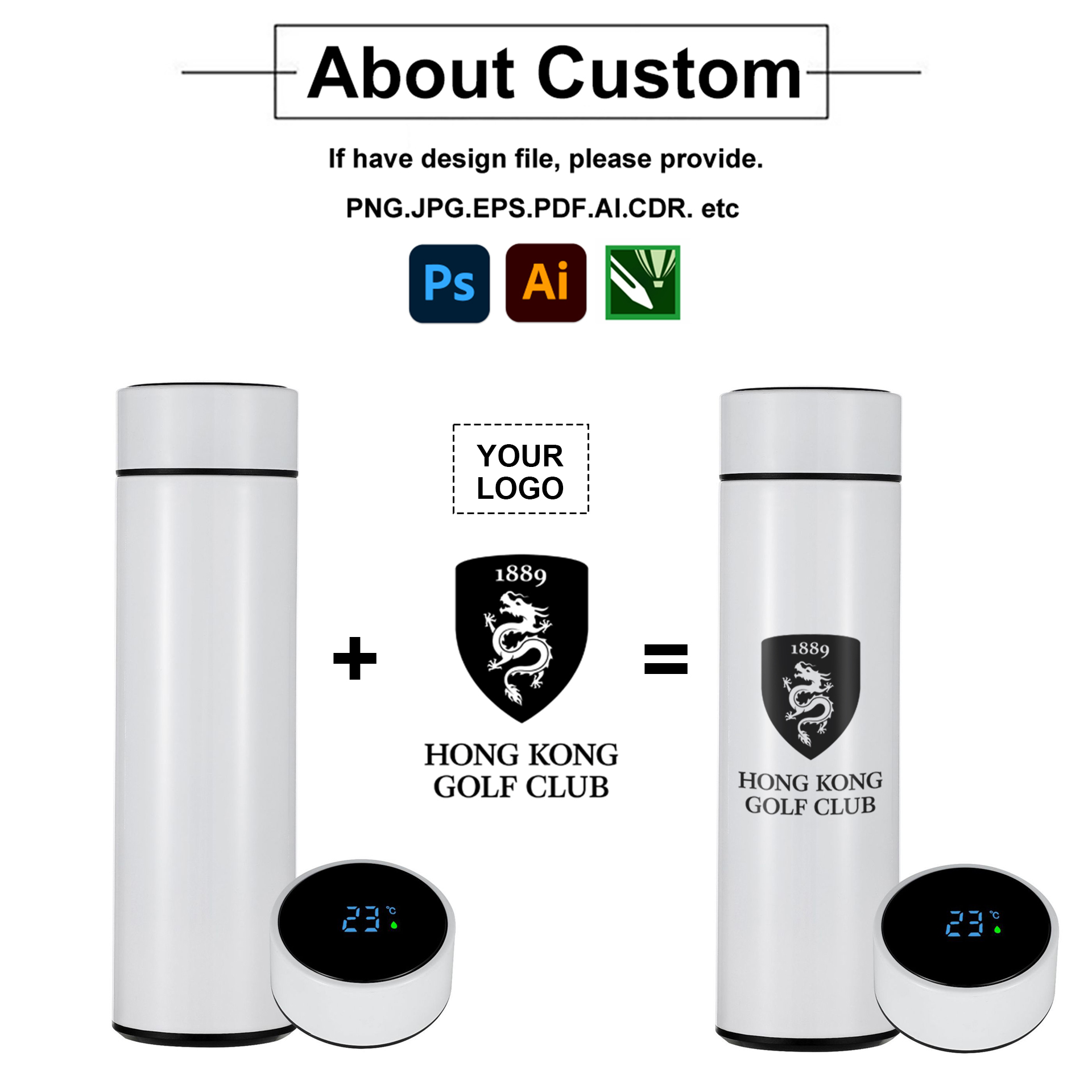 Wholesale Custom 16oz 17oz Smart Thermos with Temperature Water Bottle with Printing Logo Custom Packaging Business Gift Box