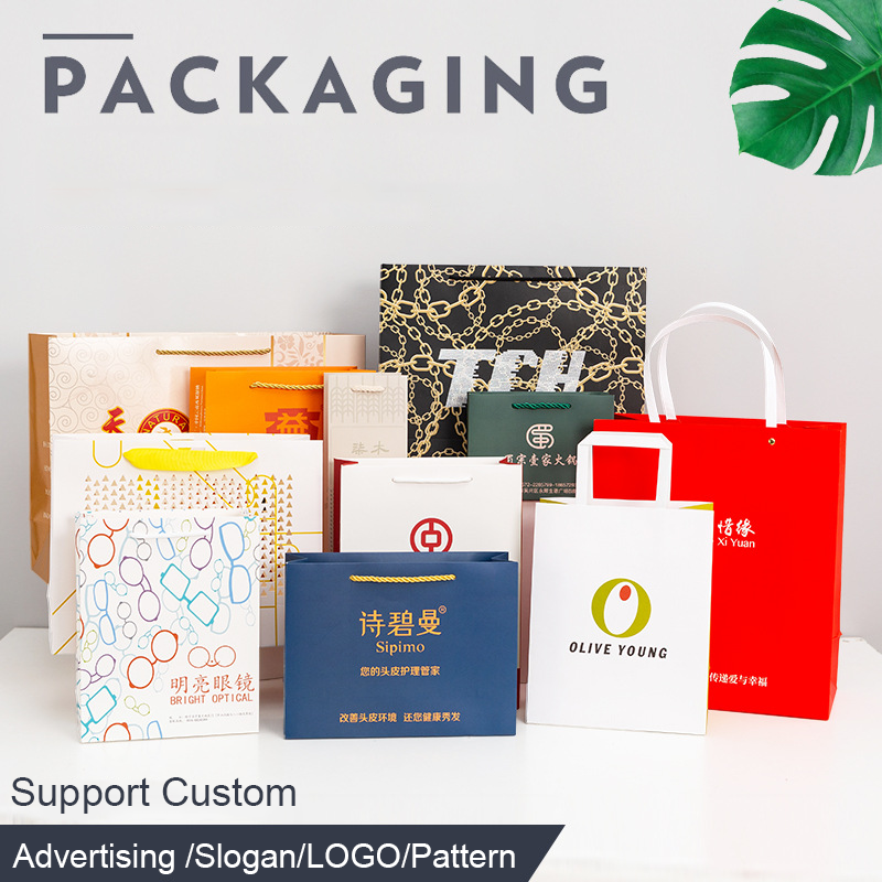 Factory Custom Printed Brand Logo Paper Gift Bag Promotion Luxury Clothing Gift Shopping Black Jewellery Paper Bag With Handle
