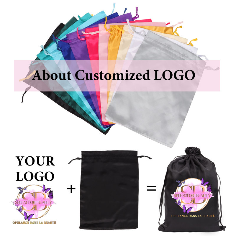 Personalized Dust Bag with logo Travel Portable Satin Fabric Drawstring Gift Bag Silk Screen Promotional Dust Bags for Clothing