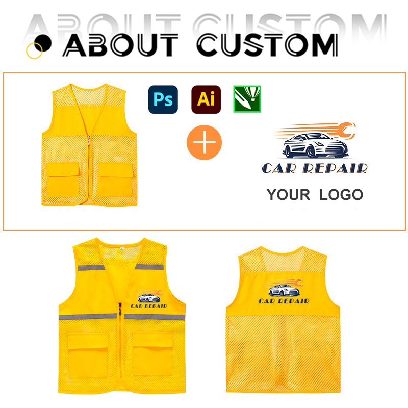 Wholesale Custom Reflective Vest with logo Construction Engineering Traffic Safety Work Clothes Men's Vest with Custom logo
