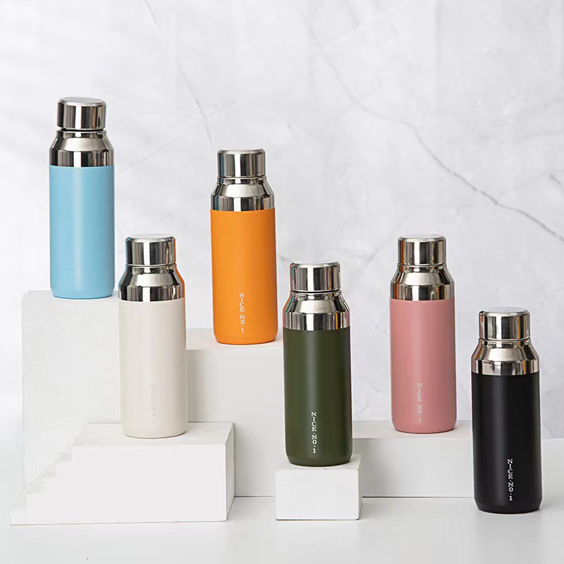 Custom Logo 400ml Matte Double Wall Vacuum Insulated Stainless Steel Travel Cup Outdoor Sports Bicycle Water Bottle Classic Gift