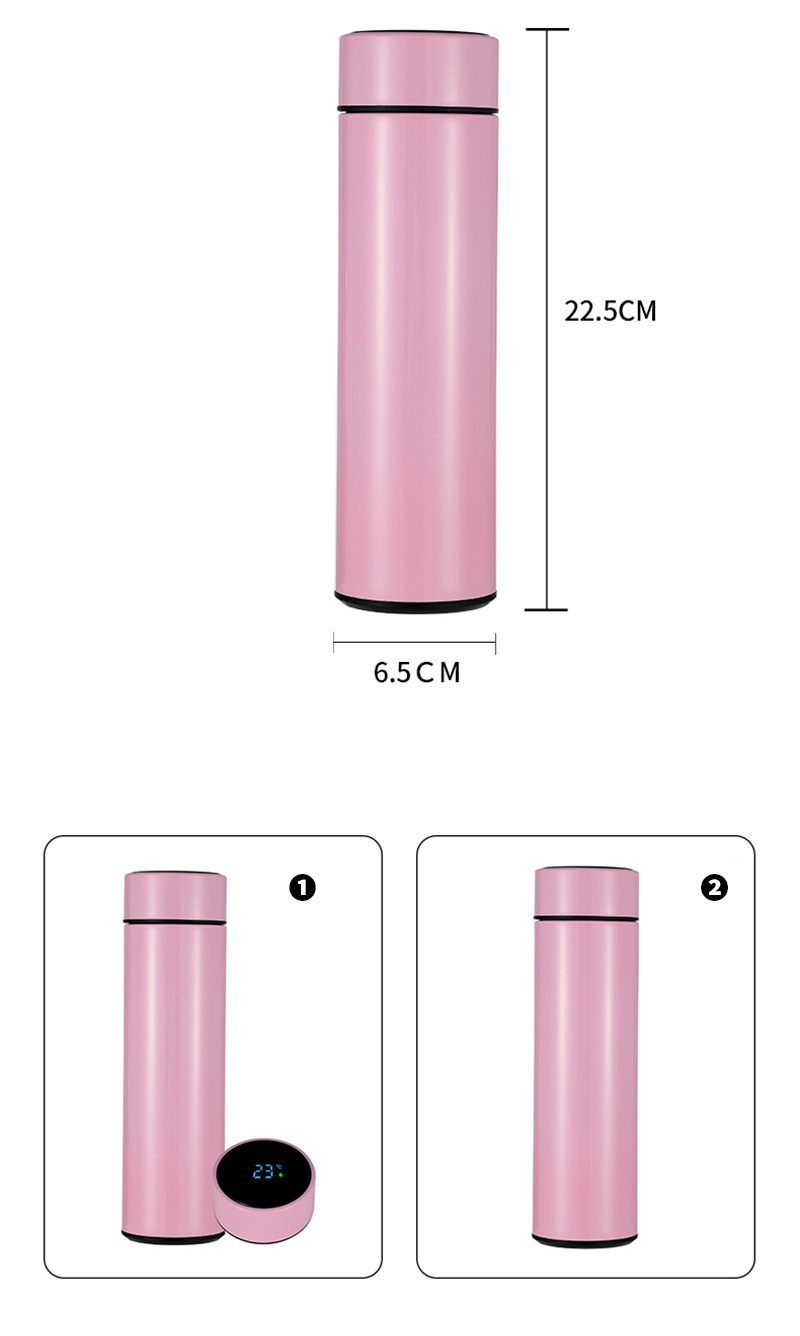 Wholesale Custom 16oz 17oz Smart Thermos with Temperature Water Bottle with Printing Logo Custom Packaging Business Gift Box