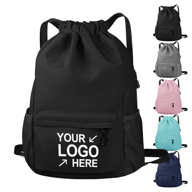 Custom Large Capacity Lightweight Drawstring Backpack With Logo Wholesale Waterproof Sports Drawstring Bag Gym Backpack
