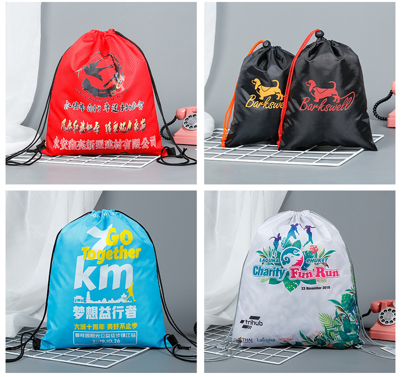 Customized Factory Cheap Polyester Shopping Bag Draw String Custom Logo Sports Gym Bag Bundle Pouch Promotional Drawstring Bag
