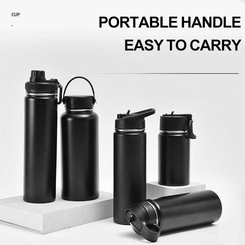 Custom Logo Stainless Steel Sports Water Bottle  Wholesale Large Capacity Wide Mouth Insulated Cup Portable Outdoor Water Cup