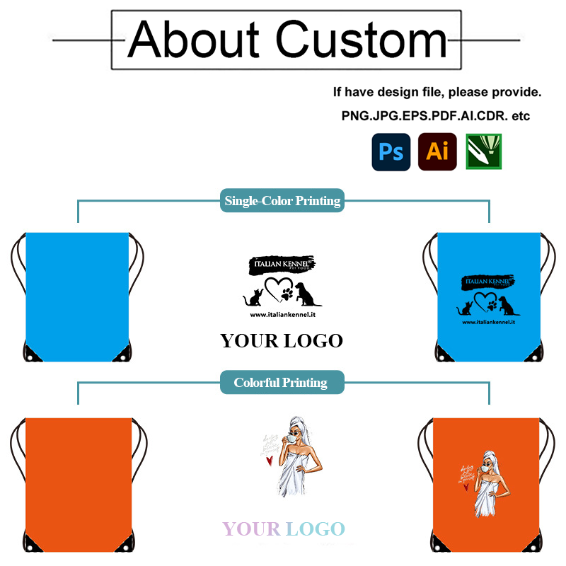 Customized Factory Cheap Polyester Shopping Bag Draw String Custom Logo Sports Gym Bag Bundle Pouch Promotional Drawstring Bag