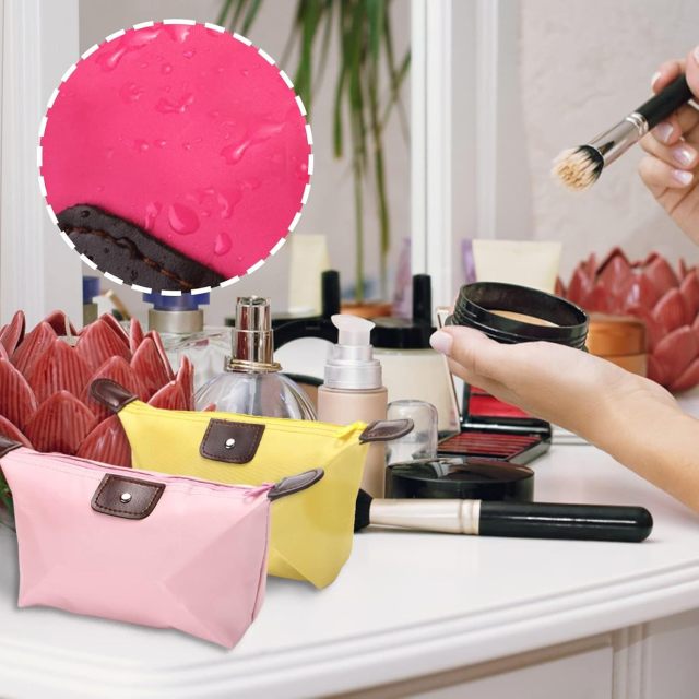 Promotional Candy Color Cosmetic Storage Makeup Bag Summer Travel Portable Foldable Clutch Women Bag with Customized Logo