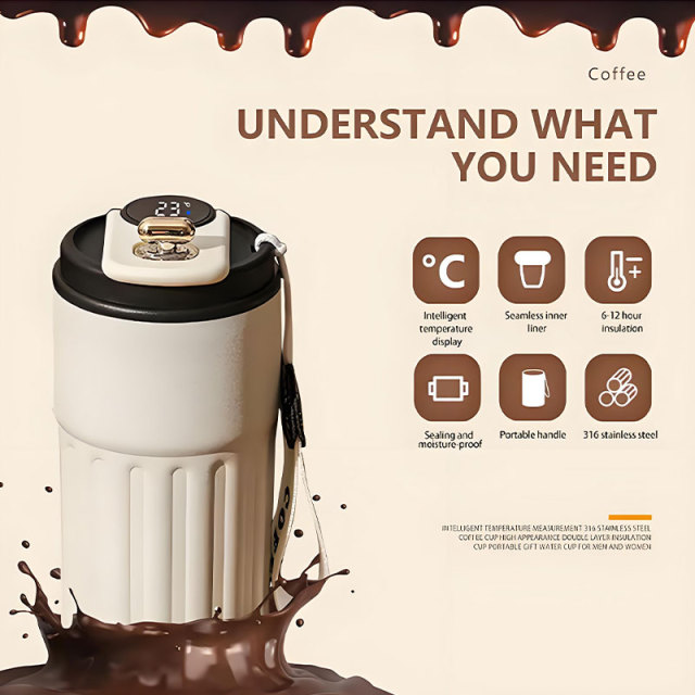 Factory Hot Sale Smart Digital 316Stainless Steel Mug Custom Double Insulated Coffee Milk Tea Cup With Logo Outdoor Water Bottle