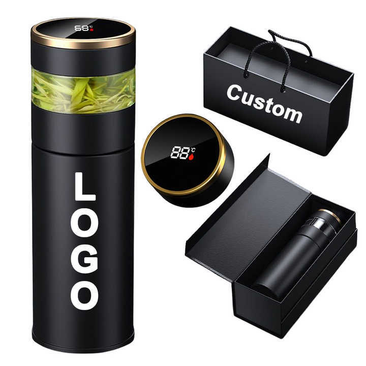 Custom LOGO Smart Water Bottle 316 Stainless Steel Thermos Tumbler Digital Vacuum Flasks with LED Temperature Display Add Logo