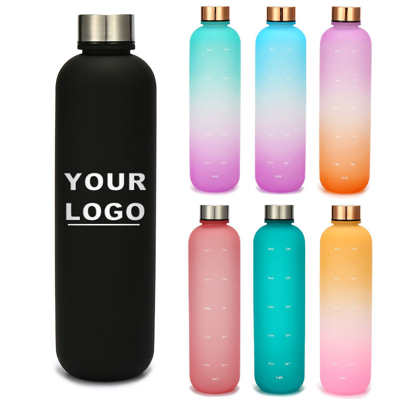 Custom Large Capacity BPA-free Plastic Water Bottle With Logo Factory Wholesale Time Scale Fitness Cycling Water Cup