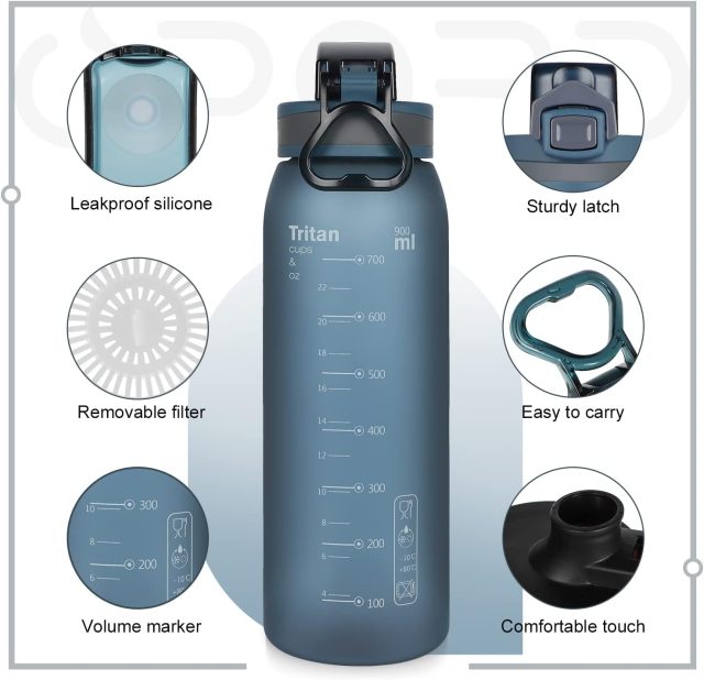 Custom 30oz Sports Water Bottle With Leak Proof Flip Top Lid With Logo BPA Free Tritan Reusable Plastic for Gym and Outdoor