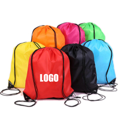 Customized Factory Cheap Polyester Shopping Bag Draw String Custom Logo Sports Gym Bag Bundle Pouch Promotional Drawstring Bag