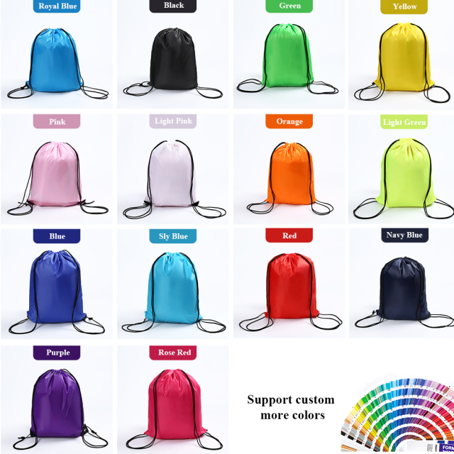 Customized Factory Cheap Polyester Shopping Bag Draw String Custom Logo Sports Gym Bag Bundle Pouch Promotional Drawstring Bag