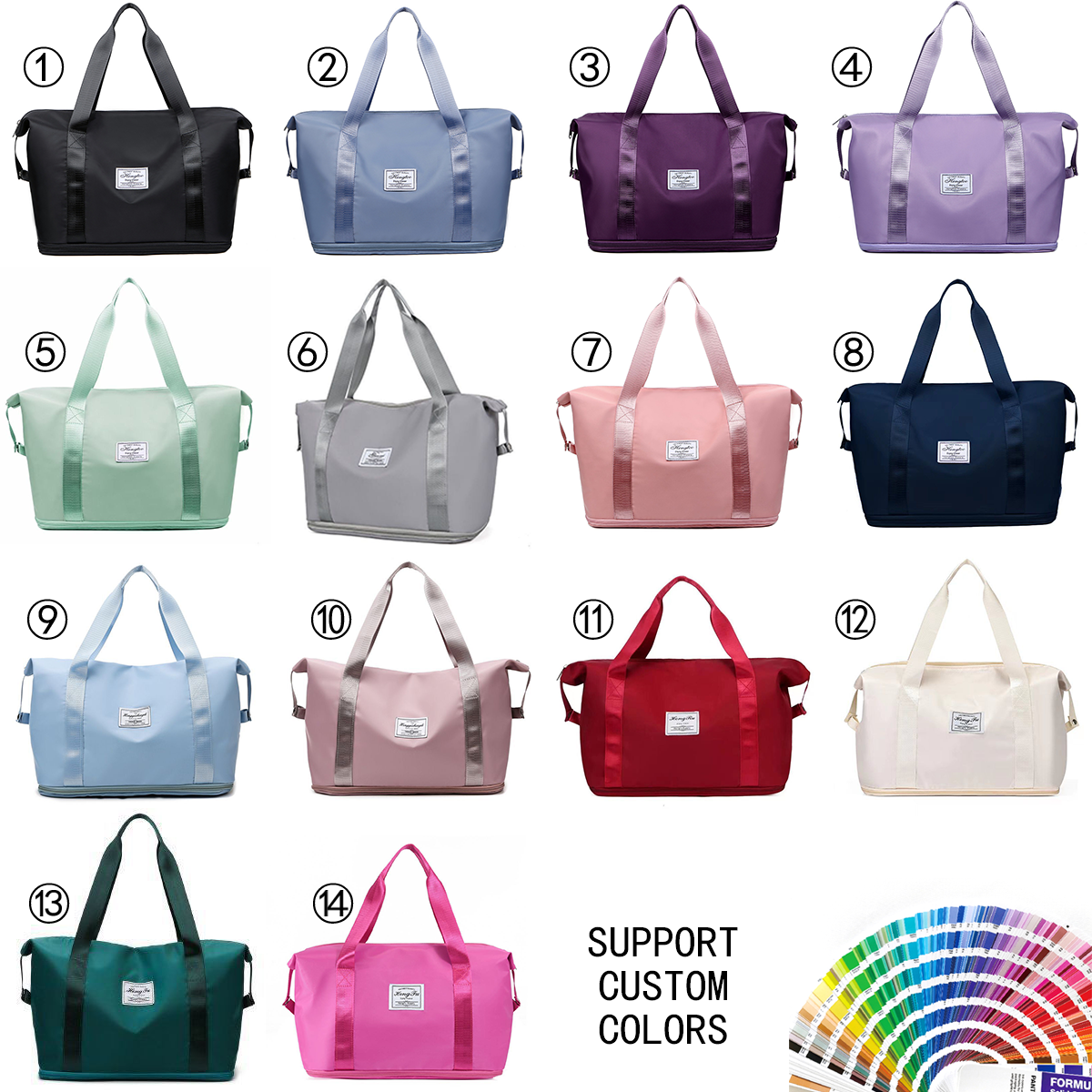 Factory Foldable Duffel Bag Custom Logo Waterproof Duffle Bag Yoga Sports Weekend Shoulder Gym Travel Tote Logo Bag for Women