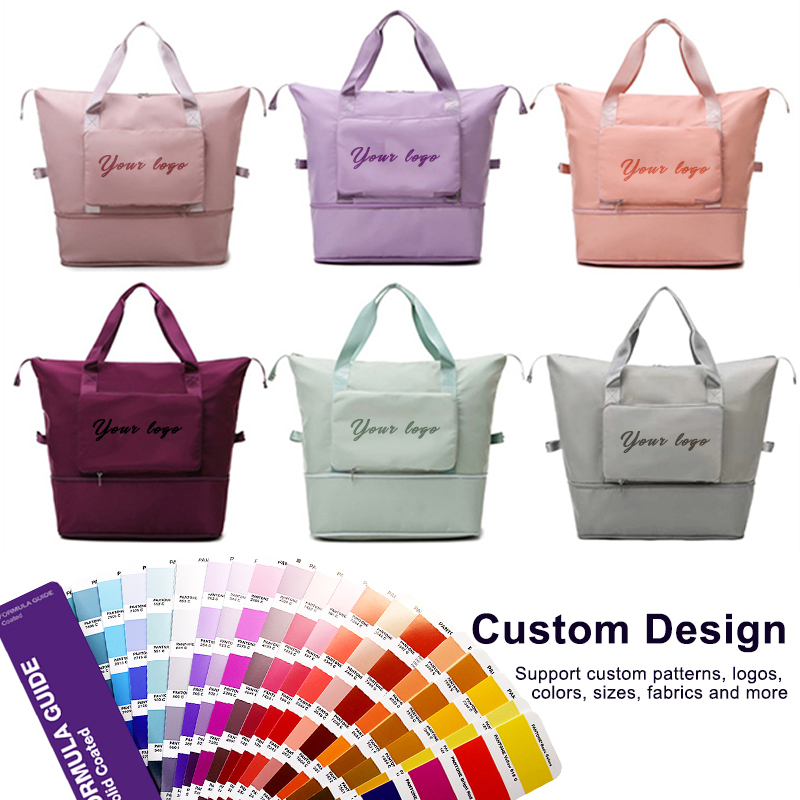 Wholesale Custom Brand Logo Sports Gym Travel Bag Luggage Bag Waterproof Portable Folding Storage Bag Women Travelling Travel