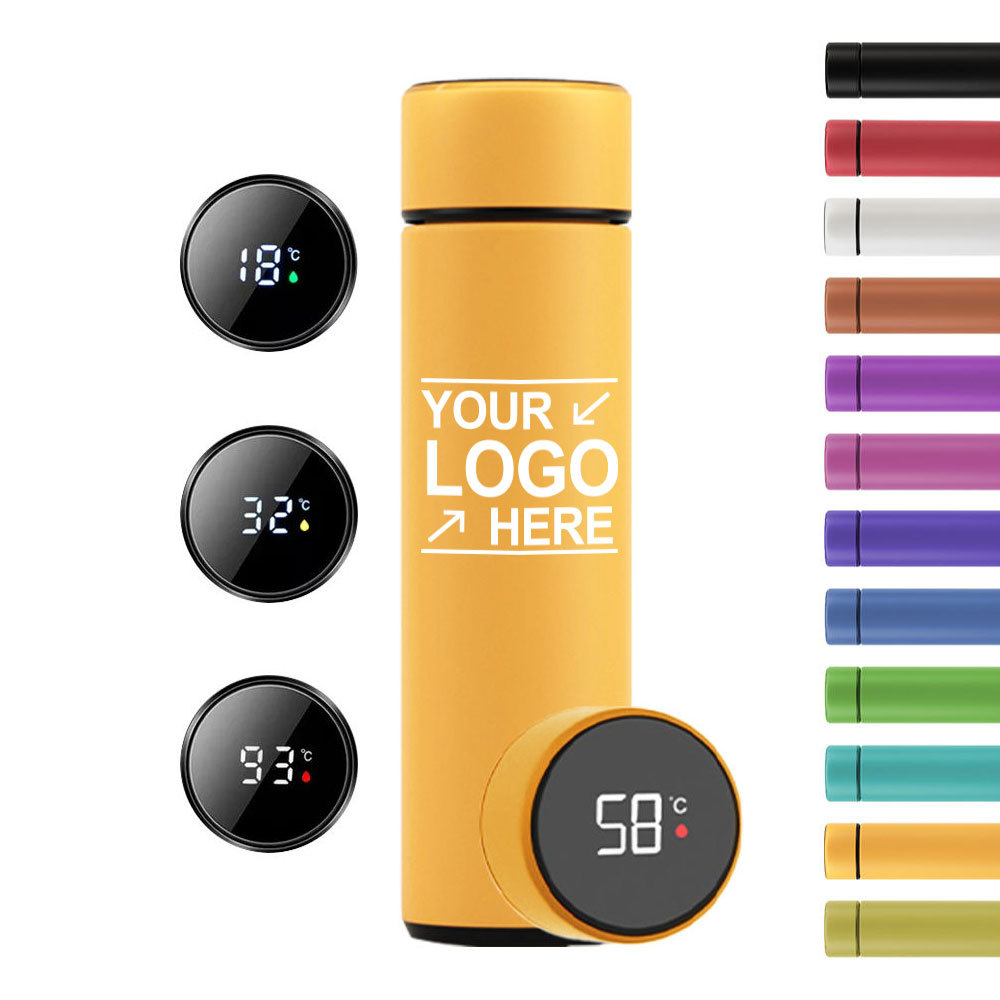 Factory Wholesale Vacuum Insulated Smart Water Cup Custom 500ml LED Vacuum Flask Stainless Steel Smart Water Bottle With Logo