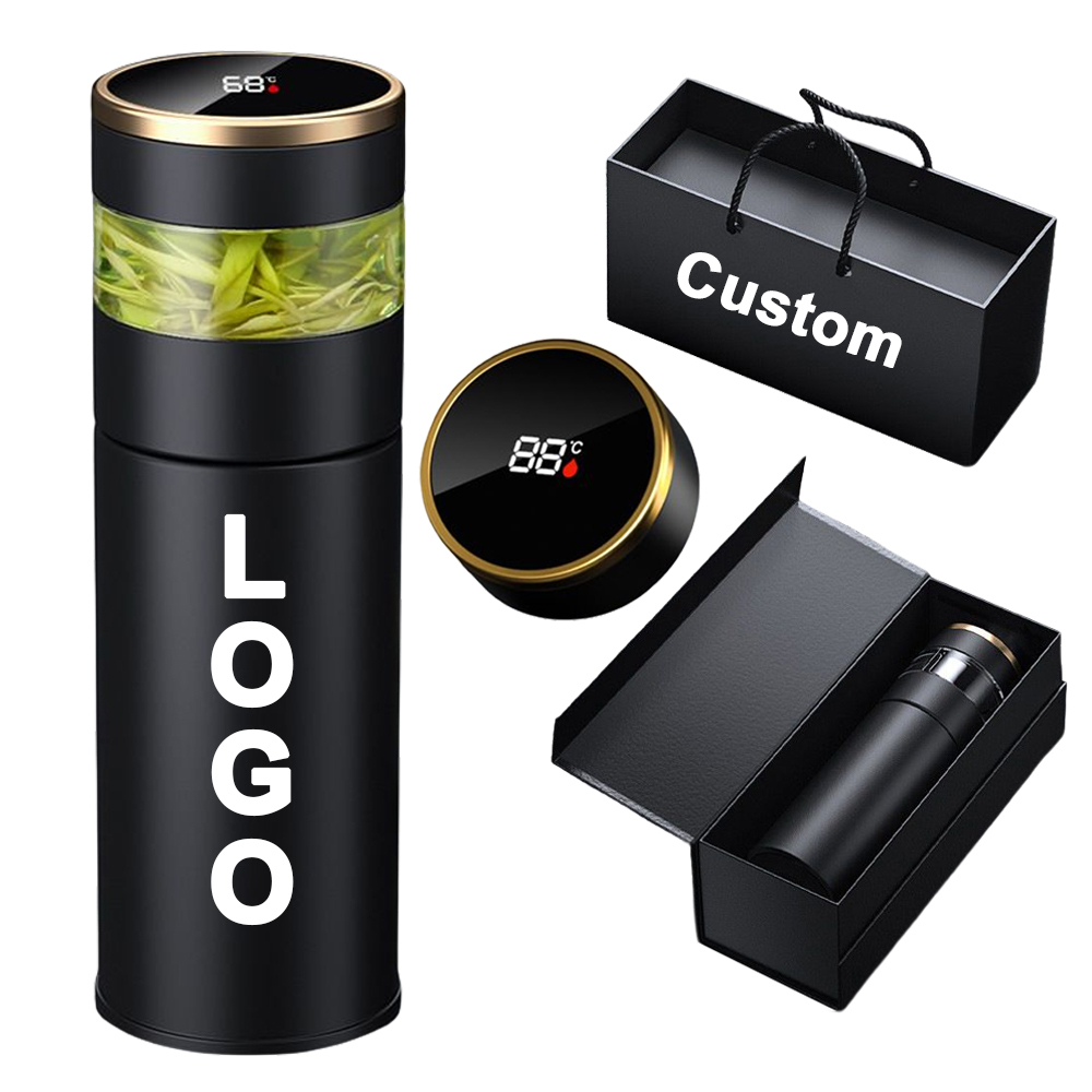 Custom LOGO Smart Water Bottle 316 Stainless Steel Thermos Tumbler Digital Vacuum Flasks with LED Temperature Display Add Logo