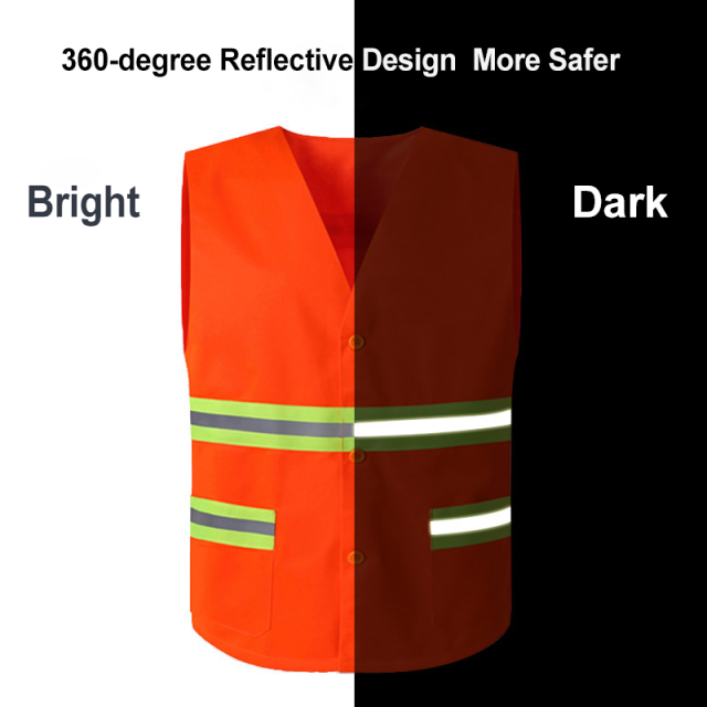 Custom logo Reflective Safety Vest Sanitation Worker Reflective Fabric for Clothing Wholesale Custom Reflective Vest with logo