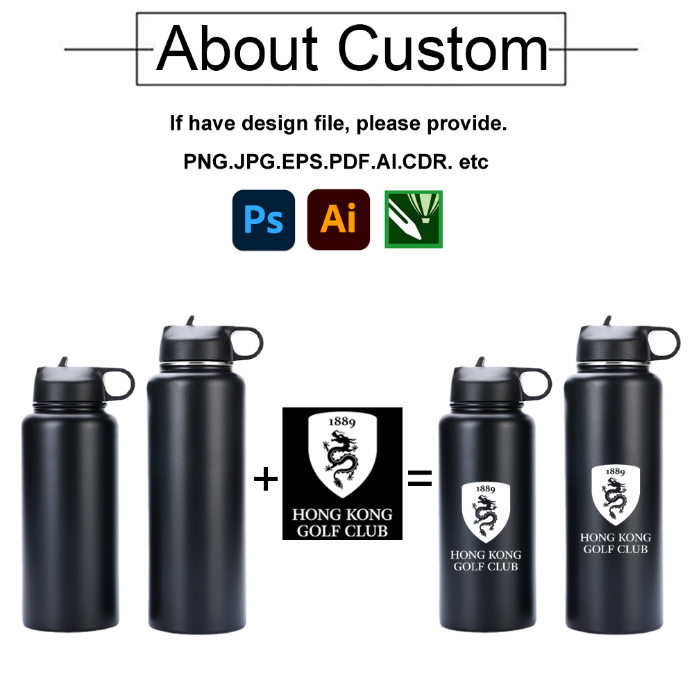 Custom Large Capacity Water Bottle With Company Logo Outdoor Sport Stainless Steel Double Layer Insulation Water Bottle Promo
