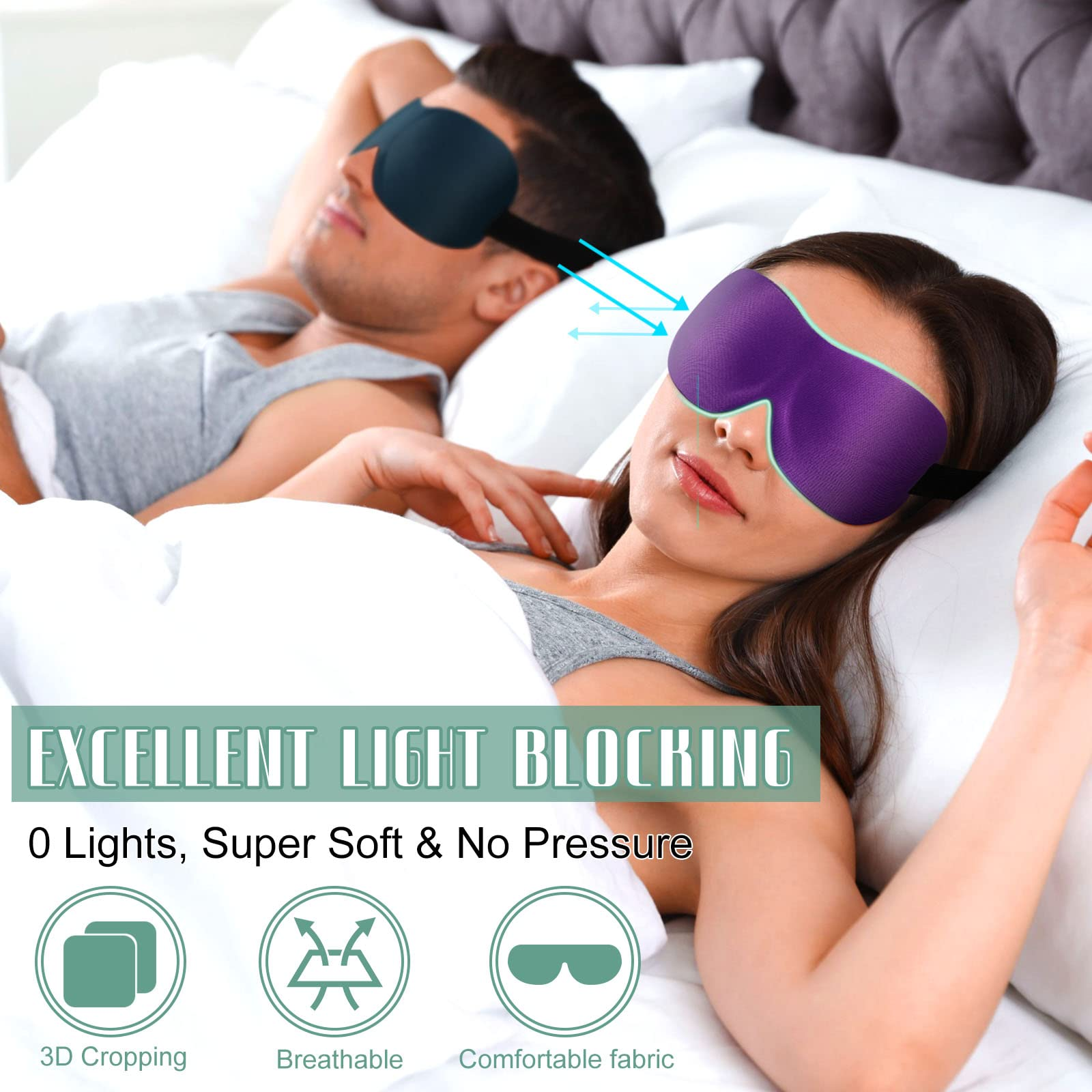Wholesale Custom Logo 3D Contoured Blackout Sleep Eye Mask Zero Pressure Breathable Eye Mask for Corporate Promotional Gifts