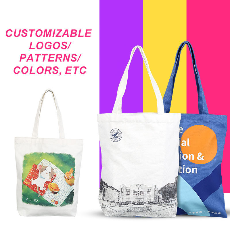Custom Canvas Cotton Tote Shop Bag With Logo Hot Sale Design Reusable Shopping Bag Promotion Cheap Customizable Bags Print