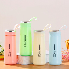 Custom Tea Water Bottle With Logo Wholesale Glass Vacuum Cupping 13oz Glass Drinking Water Bottle 400ml Glass Thermos Cup