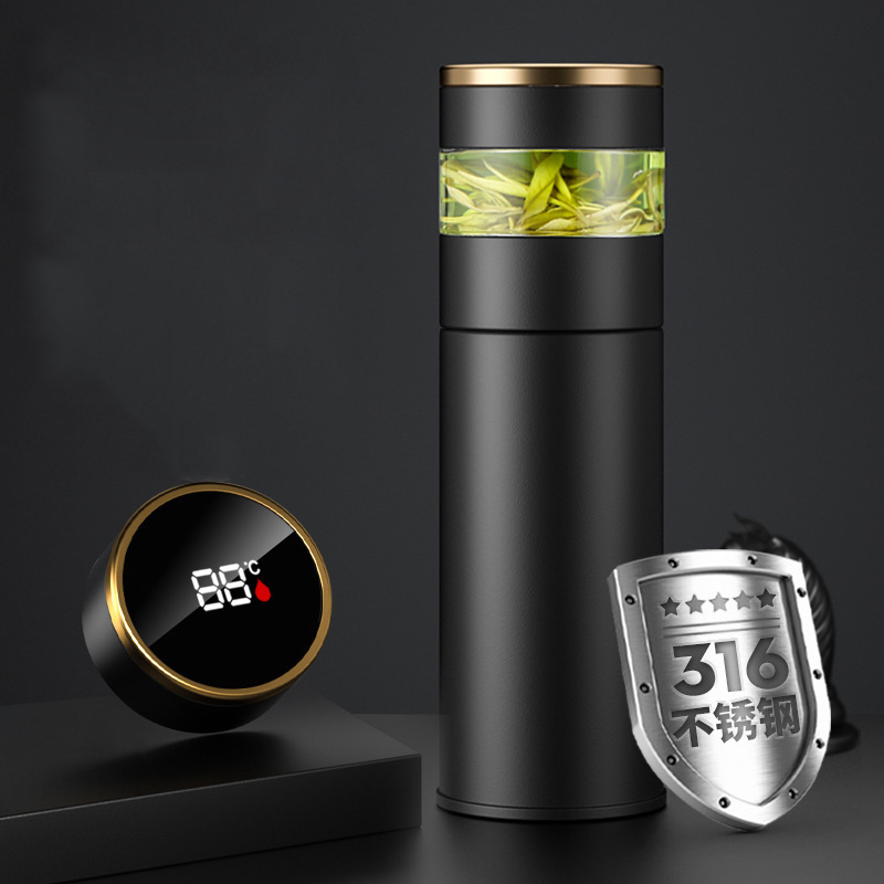 Custom LOGO Smart Water Bottle 316 Stainless Steel Thermos Tumbler Digital Vacuum Flasks with LED Temperature Display Add Logo