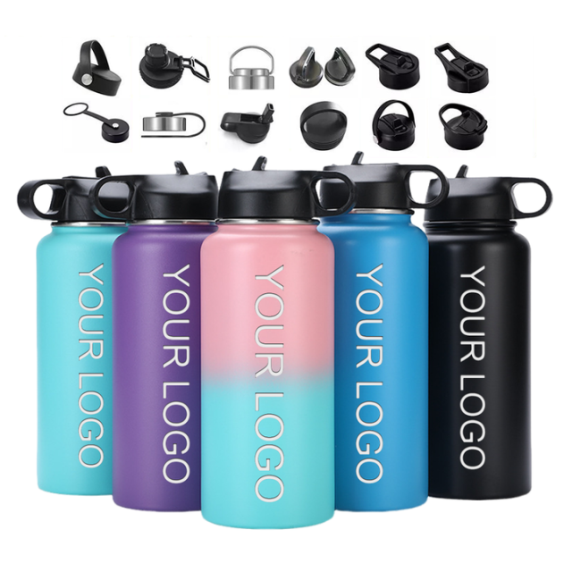 Custom Large Capacity Water Bottle With Company Logo Outdoor Sport Stainless Steel Double Layer Insulation Water Bottle Promo