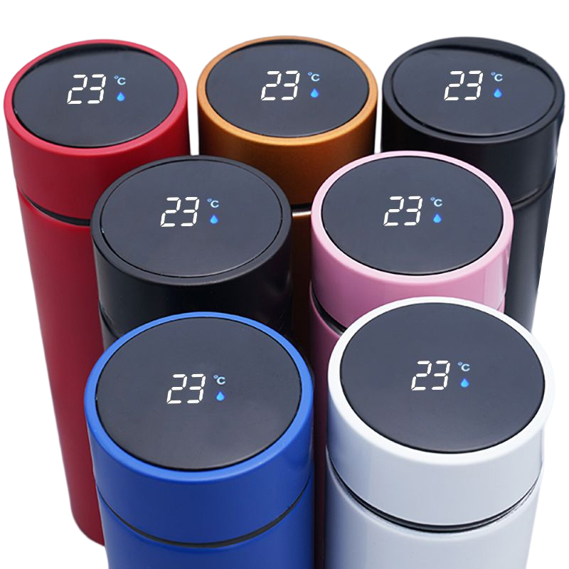 Custom Logo Desig 500ml LED Temperature Display Thermos 304 Stainless Steel Smart Water Bottle With Reminder to Drink Water