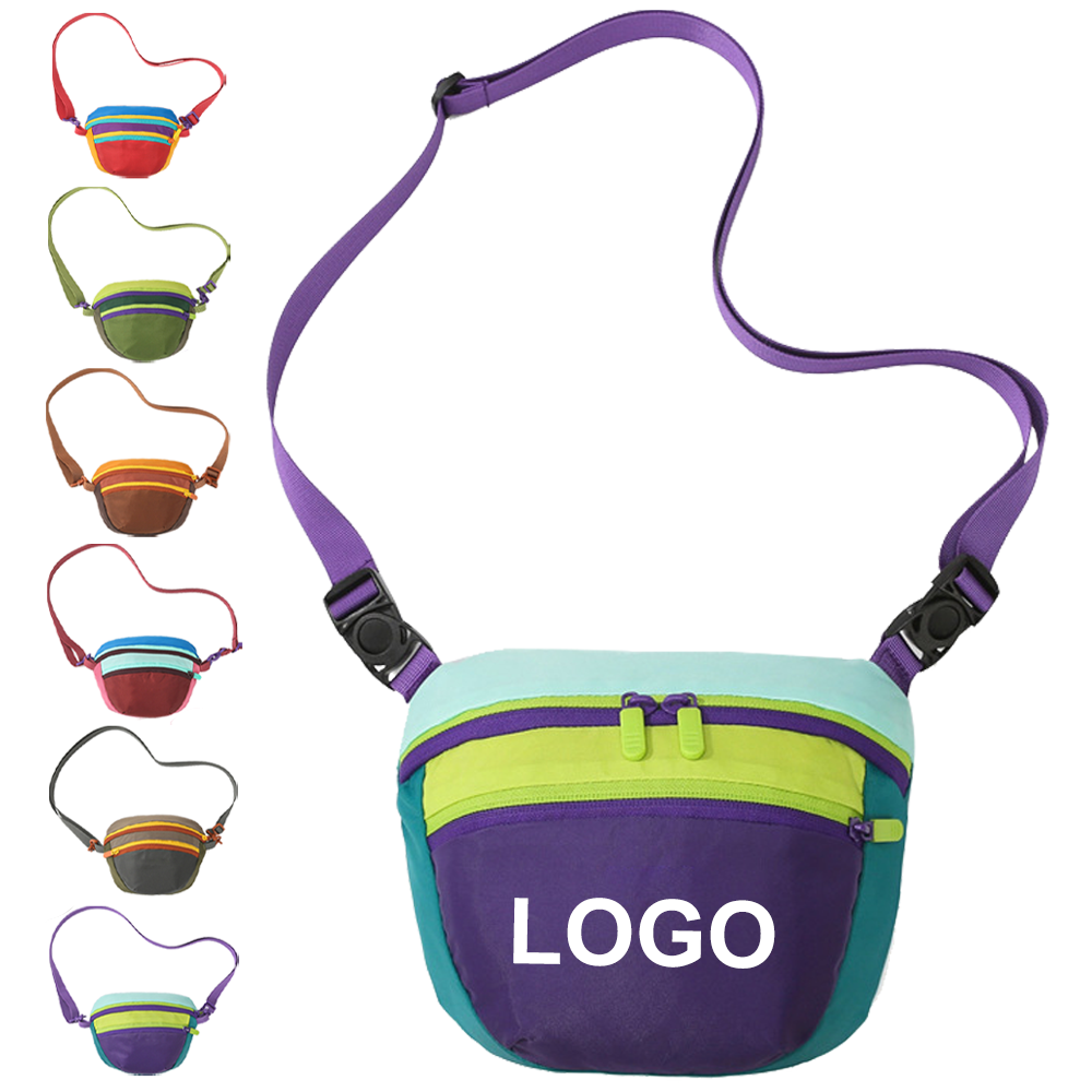 Custom logo Men's Waist Bag Outdoor Travel Waterproof Waist Bag Multicolor Nylon Crossbody Bag Custom logo