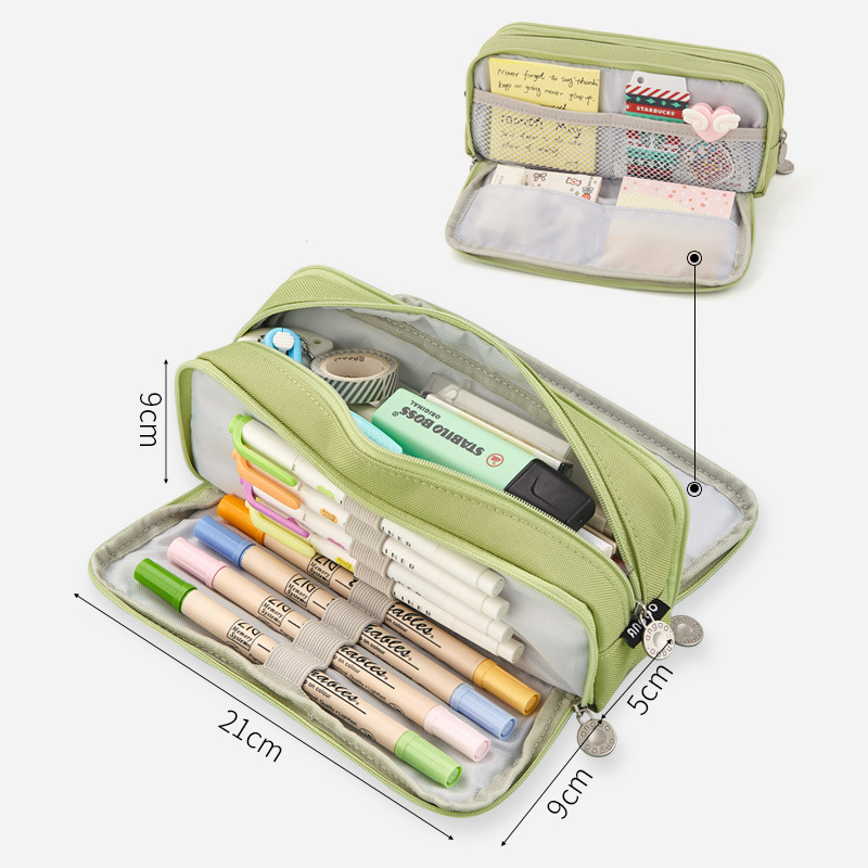 Junior High School Pencil Case Custom Logo Stationery Box Three Layer Large Capacity Cute Pen Bags Oxford Material Fashion Style