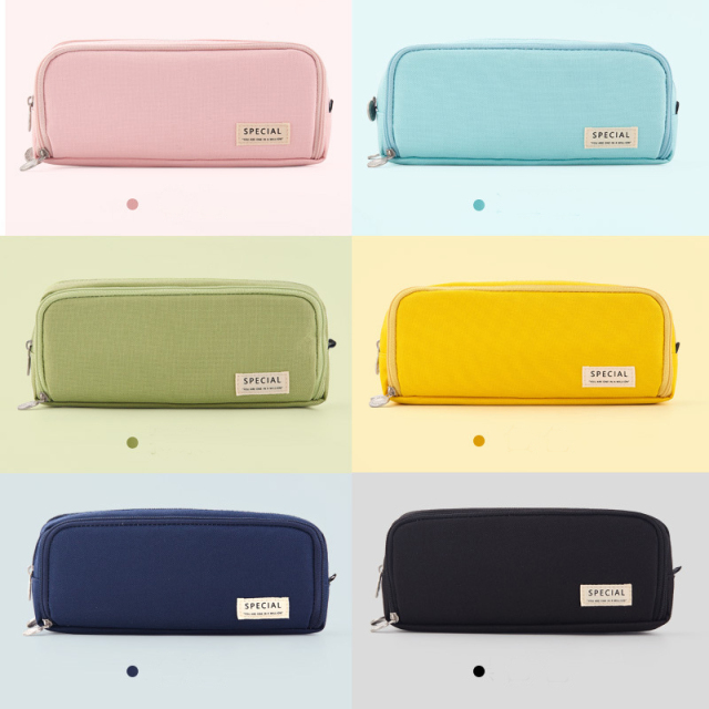 Junior High School Pencil Case Custom Logo Stationery Box Three Layer Large Capacity Cute Pen Bags Oxford Material Fashion Style
