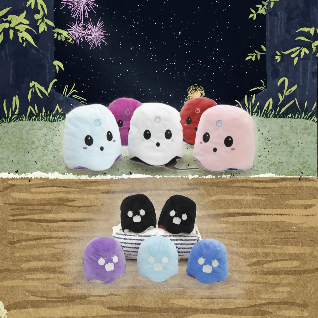 Cute Double-Sided Flip-Up Luminous Ghost Doll Soft Baby Plush Toys with PP Cotton Filling