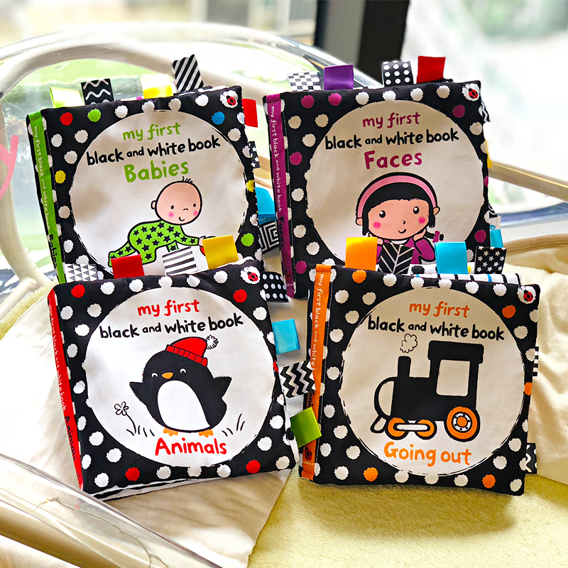 Early Education Tear Black and White Multi-label Newborn Visual Stimulation Training Baby Cloth Book