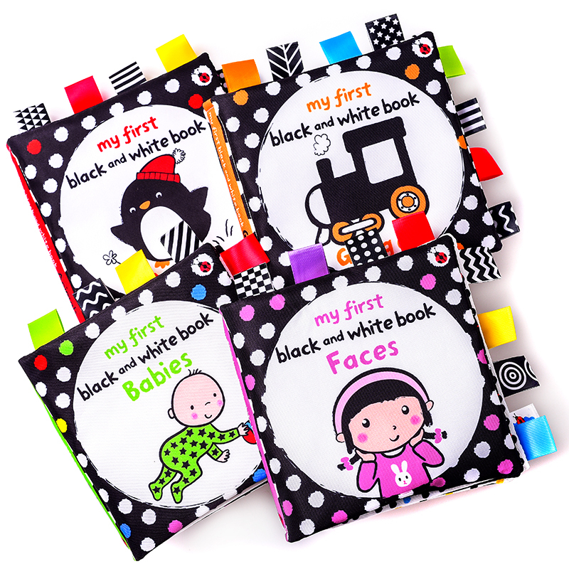 Early Education Tear Black and White Multi-label Newborn Visual Stimulation Training Baby Cloth Book