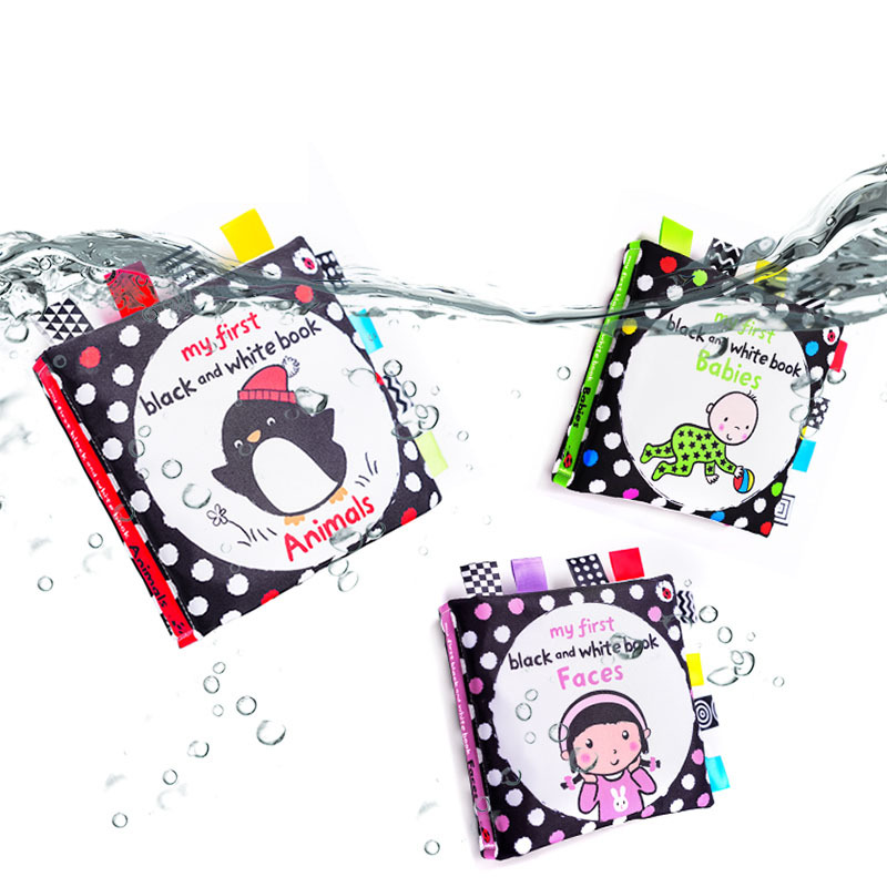 Early Education Tear Black and White Multi-label Newborn Visual Stimulation Training Baby Cloth Book