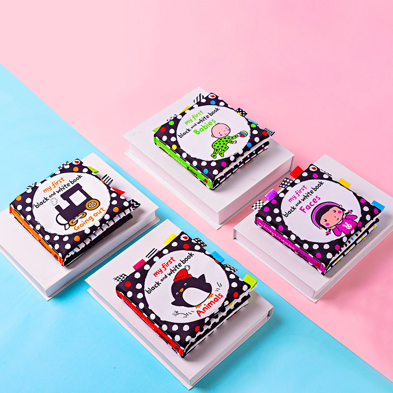 Early Education Tear Black and White Multi-label Newborn Visual Stimulation Training Baby Cloth Book