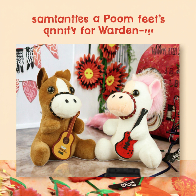 Mini Horse Stuffed Animal Plush Keychain Soft Peluche Music Guitar Bag Charm Pendant PP Cotton Filling Mesh Claw Machine Toy